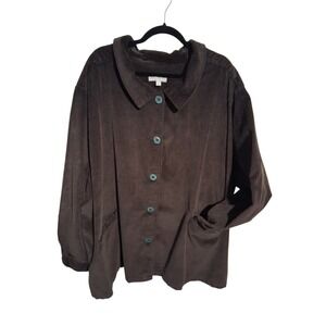 Woman Within Chocolate Corduroy Women size 5X Pleat Back Cozycore Ribbed‎ Jacket